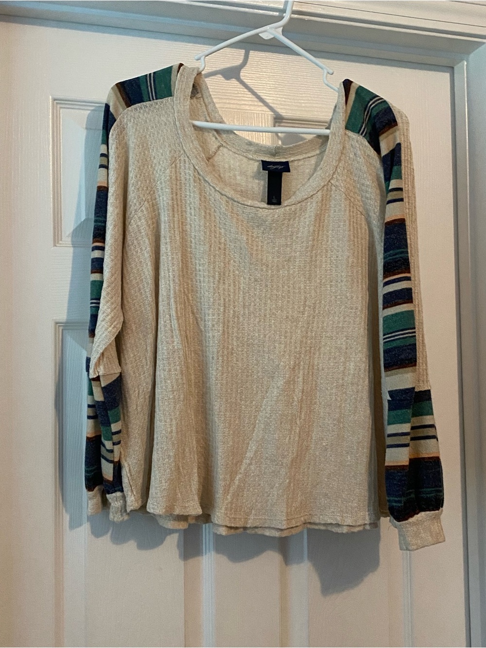 Daytrip Cream Waffle Knit Crewneck Pullover